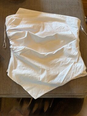 Abercrombie & Fitch White Strapless Handkerchief Hem Top with Ties